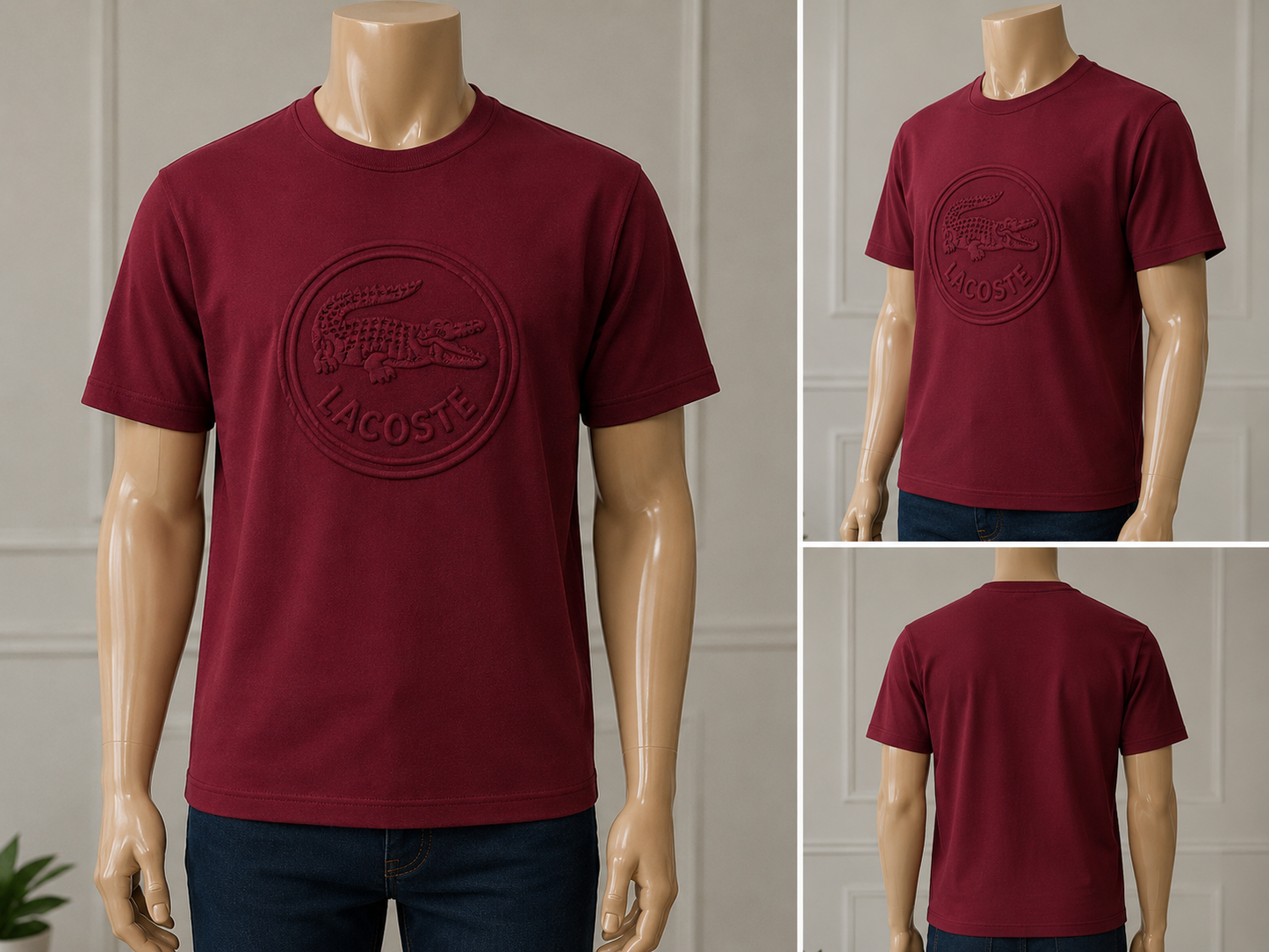 Lacoste Men's Slim Fit T-Shirt – Burgundy size S